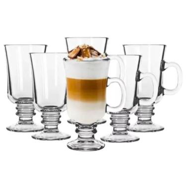 Imagem de Conjunto 6 taças de cappuccino de vidro com alça e pé 250ml - Lyor, IN