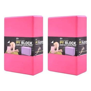 Imagem de Bloco Exercícios Yoga Pilates Alongamento 2 Peças Tijolo (Rosa, 23 x 8 x 15)