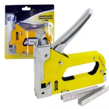 Imagem de Kit Grampeador Pinador Tapeceiro Profissional 3 Em 1 Completo Metal Manual Alta Pressao Profissional Madeira Forro