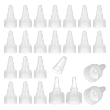 Imagem de PATIKIL 28/410 tampas giratórias, 60 peças de tampas de substituição de garrafa de plástico com junta de espuma para tampas de tinta, distribuição de cola, artesanato faça você mesmo, transparente