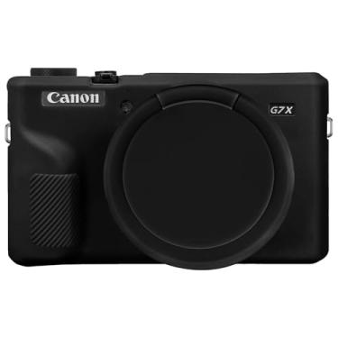 Imagem de HESPLUS Capa para câmera digital Canon Powershot G7X Mark II, capa protetora de silicone macio com capa de lente removível para câmera DSLR Canon Powershot G7 X Mark II, preta