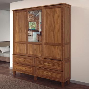 Imagem de Guarda-Roupa Casal Grécia 3 Portas 4 Gavetas com Espelho Ypê - Rodmoveis