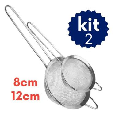 Imagem de Kit Peneira Inox Malha Fina 8cm 10cm 12cm Coador Coar Escorrer Óleo Be