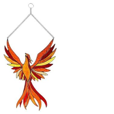 Imagem de KIMISS Phoenix Suncatcher Manchado de Janela Pendurada Ornamento - Painel de Janelas de Acrílico para Decoração Doméstica, Cativante Visuais e Símbolo de Renascimento (Cor de foto)