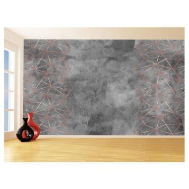 Imagem de Papel De Parede 3D Concreto Linhas Dourado Rose 3,5M Kkt253