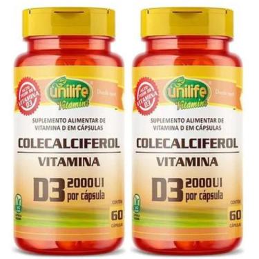 Imagem de KIT C/2 Un Vitamina D3 2000 Ui Colecalciferol 120 Caps Unilife