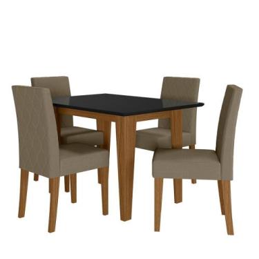 Imagem de Sala de Jantar Kate 120x90 Tampo com Vidro 4 Cadeiras Jade Poliman Móv