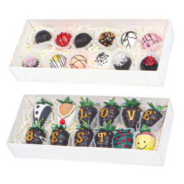 Imagem de Caixas de padaria TEMLQPACK, pacote com 20 morangos de chocolate trans