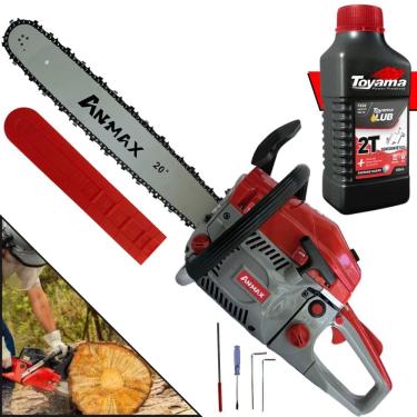 Imagem de Motorsserra Profissional Anmax CS5800-A À Gasolina Motor 2T 58cc 3HP de Potência 11.000rpm Motosserra Com Sabre 20’` Ponta Rolante + ÓLEO TOYAMA 2T