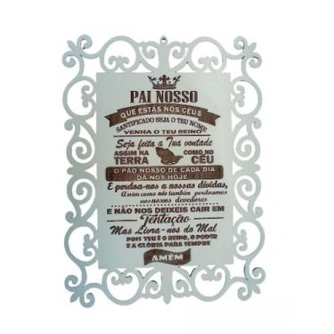 Imagem de Painel Placa Decorativa Em MDF Branco Pai Nosso Evangélico - Móveis Tr