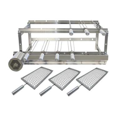 Imagem de Churrasqueira Giratória para 6 Espetos Inox com 3 Grelhas Moeda - A3 G