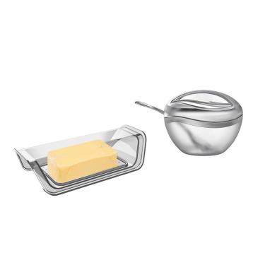 Imagem de Açucareiro e Manteigueira e Tampa Transparente Kit 2un