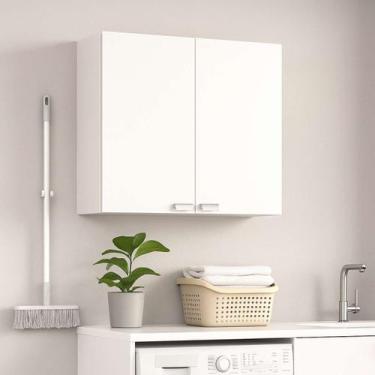 Imagem de Armário Aéreo 2 Portas Lavanderia Cozinha Compacto Com Puxador 2 Porta