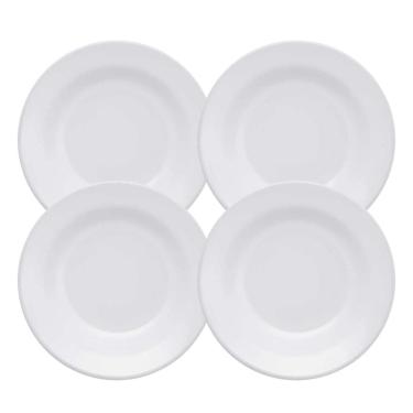 Imagem de Jogo De Pratos Fundos Kit 4 Peças 22Cm Branco Cerâmica Biona