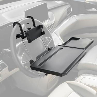 Imagem de Paffenery Bandeja grande para volante de carro, bandeja de encosto de cabeça para banco traseiro com suporte para telefone, mesa de volante para carro, laptop, volante para sedãs e SUVs compactos a