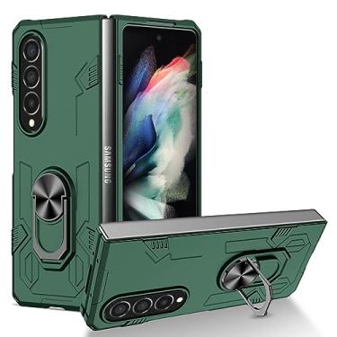 Imagem de Armor Phone Case para Samsung Galaxy Z Fold 5 4 3 2 Car Ring Holder Stand Back Cover Fold5, Dark Green, for Z Fold 3