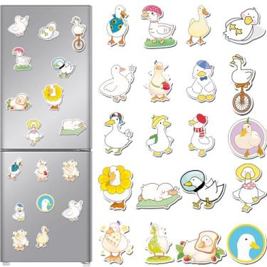 Imagem de 20 peças de ímãs de geladeira de pato, imãs de geladeira de borracha flexível macia para quadro branco, decoração de animais de desenho fofo para cozinha, escritório, artesanato DIY, adesivos