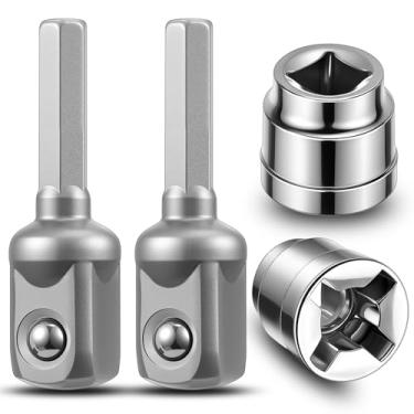 Imagem de Lothee 2 conjuntos de adaptador de tomada tesoura de 1/2 polegada para furadeira manual de liga de aço resistente à ferrugem para levantamento de macaco de carro ferramenta universal de substituição