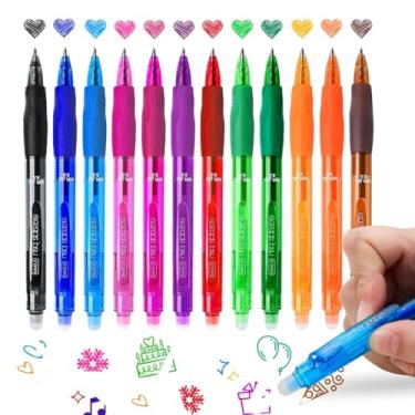 Imagem de ArvezVoy 12 canetas de gel apagáveis, ponta fina de 0,5 mm, secagem rápida, canetas de escrita com aderência confortável para escola, escritório, exames (multicoloridas)