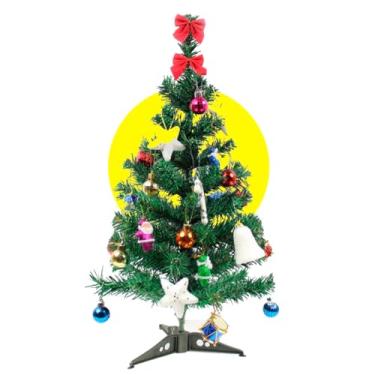 Imagem de Arvore De Natal Decorada Pequena Verde Bolinhas Enfeites 60cm Com 50 Galhos Mini Arvore Pinheiro Com Kit de Bolinhas e Estrela equena para Mesa ou Escritório com 30 Enfeites Inclusos