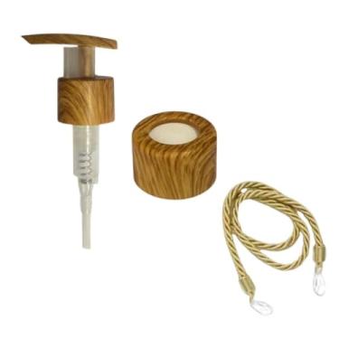 Imagem de Kit Válvula Saboneteira Luxo com Tampa Difusor - Vedação Total - 2 Cordões Cristal - Rosca 28/410(Amadeirado)