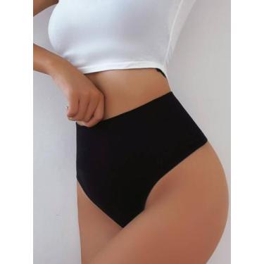 Imagem de Calcinha Feminina Sem Costura Corte a Laser Cintura Alta Compressão Mu