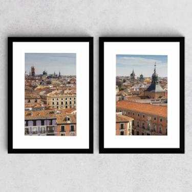 Imagem de Kit 2 Quadros Madrid Espanha Madri Cidade Lembrança Real Foto Moldura