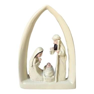 Imagem de KiBcsLic Estátua da Sagrada Família Branca - Coleção Religiosa - Ornamento Decorativo de Mesa - Escultura para Escritório, Sala de Estar, Mesa ou Estante