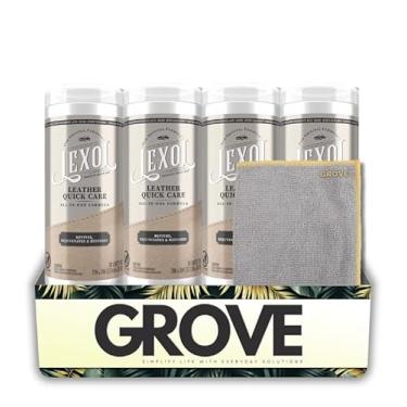 Imagem de Conjunto de 30 lenços de limpeza e condicionador de couro para carro Lexol Quick Care da Lexol com toalha de microfibra – limpa, condiciona e ajuda a manter o couro macio e flexível – conjunto de