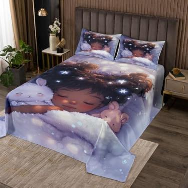 Imagem de Conjunto de colcha para meninas afro-americanas, preto, conjunto de colcha mágica, decoração de quarto de princesa, conjunto de cama para meninas afro-americanas, preto