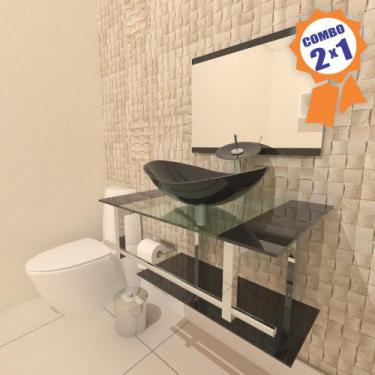 Imagem de Combo 2 em 1 - Gabinete 70cm Irlanda + Torneira Ibiza - EKASA, Preto