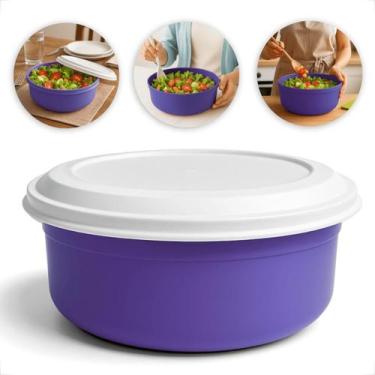 Imagem de Kit 3 Potes Saladeira Redonda 28x10cm Geladeira Organizador Alimentos 