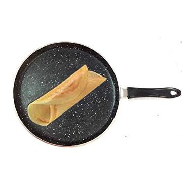 Imagem de G&D Chapa antiaderente Dosa Tava Frigideira Dosa Pan antiaderente Dosa Tawa Dosa Tawa estilo indiano antiaderente panela de crepe panqueca chapa redonda panela de panelas espessura 4 mm Dosa Tawa