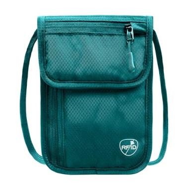 Imagem de SUPACOOL Carteira de pescoço, porta-passaporte com bloqueio RFID, bolsa de viagem, bolsa de pescoço oculta para viagens, Verde