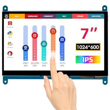Imagem de ELECROW Tela sensível ao toque de 1024 × 600 de 7 polegadas para Raspberry Pi: tela LCD capacitiva IPS sensível ao toque, mini monitor portátil compatível com Raspberry Pi 5/4/3 BB Black Banana Pi