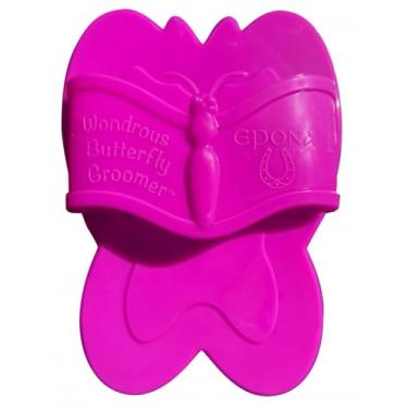 Imagem de Epona Maravilhoso aparador de cavalo borboleta – ferramenta flexível de cuidados para cavalos – escova suave para pele sensível, rosto, pernas e corpo – remove sujeira, suor e cabelo solto (rosa)