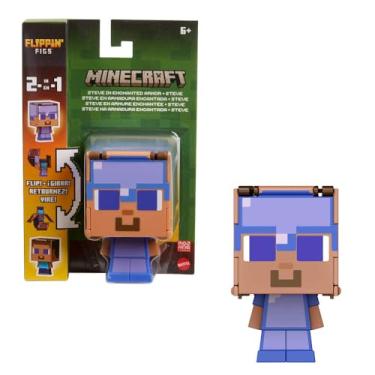 Imagem de Minecraft Figura de Ação Flippin Figs Steve e Steve com Armadura Encantada para crianças a partir de 6 anos