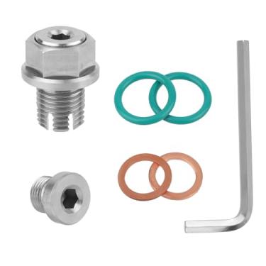 Imagem de Kit de reparo de plugue de dreno de cárter de óleo de 7 peças, M14,1-1,5 x 15 mm de aço inoxidável de tamanho grande, plugue de drenagem de óleo com arruelas e chave hexagonal parafuso de rosca