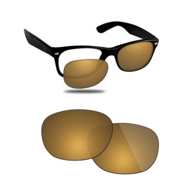 Imagem de Fiskr Lentes polarizadas de substituição compatíveis com óculos de sol RayBan Wayfarer RB2132 55 mm, resistente a impactos e ajuste perfeito - Bronze metálico
