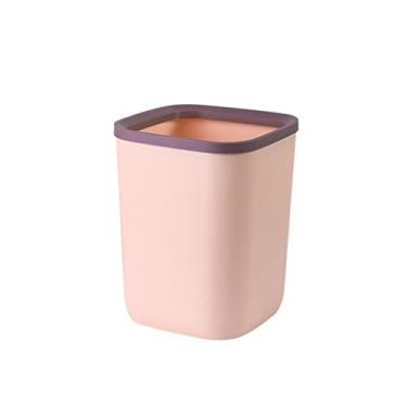 Imagem de Caixote do lixo de mesa Cesto de lixo para mesa quarto, banheiro, sala de estar, escritório, caixa de armazenamento de plástico, caixote do lixo, lixeira, rosa/22 cm