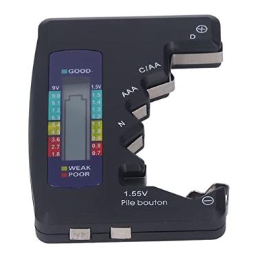 Imagem de Testador de Bateria, Verificador de Bateria de Botão da Tela LCD para Medição de 1,5V 9V, Medidor de Bateria Portátil Compacto, Revestimento ABS, Indicador de Vermelho Amarelo