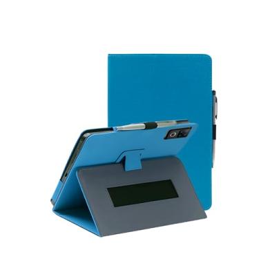 Imagem de Capa para tablet DOOGEE U12/U12 Pro de 12 polegadas, capa dobrável de couro sintético FJIASTB com suporte para caneta e alça de pulso, portátil para viagens de negócios (azul claro)