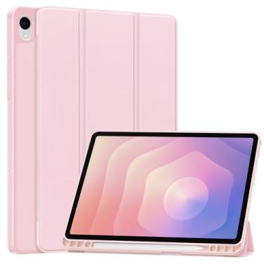 Imagem de Capa para tablet Samsung Galaxy Tab S11 de 11 polegadas – Capa protetora de TPU premium com suporte dobrável, compartimento para caneta de cor contrastante, hibernar/despertar automático, fina, leve