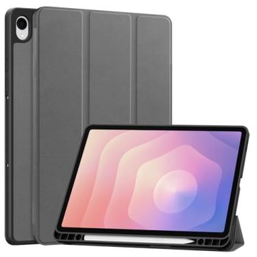 Imagem de Capa para tablet Samsung Galaxy Tab S11 de 11 polegadas – Capa protetora de TPU premium com suporte dobrável, compartimento para caneta, hibernar/despertar automático, fina, leve, à prova de choque