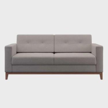 Imagem de Sofá Com 3 Lugares Pés E Base Madeira Em Linho Cotton