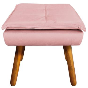 Imagem de Puff Decorativo Pés Palito Charger Veludo Rosê G19 - Gran Belo
