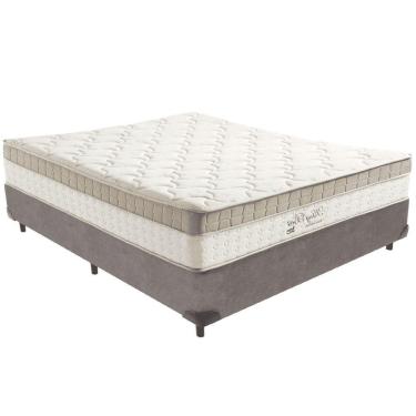 Imagem de Cama Box Cinza E Colchão King Best Molas Ensacadas Casal 138x188x33 Anjos