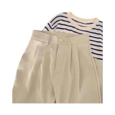 Imagem de Calças de Alfaiataria Femininas Pretas - Cintura Alta, Estilo Coreano,