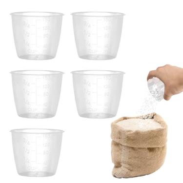 Imagem de 5 peças de copo medidor de arroz transparente de plástico, escala dupla, 160 ml, 3/4, ferramentas de medição, copo de panela de arroz, copos pequenos de lavanderia para cozinha, medição de