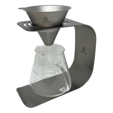 Imagem de Valtcan Conjunto de cafeteira de titânio – filtro de metal reutilizável, gotejador de cone, suporte de caneca – ultraleve, durável, sem plástico, para acampamento, caminhada, casa ou escritório